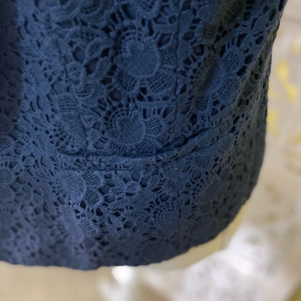 EUC Loft navy crochet lined open blazer Sz6 - Picture 4 of 12